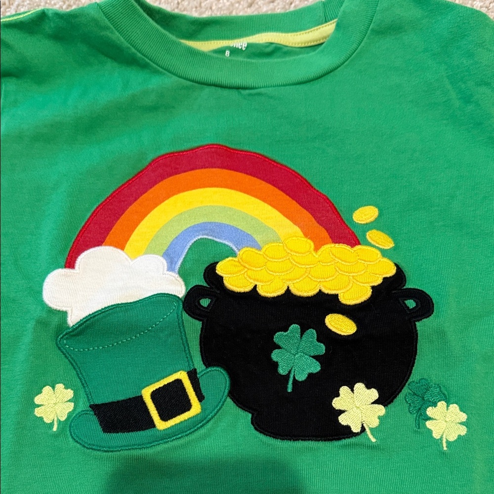 Green St. Patrick's Day Rainbow & Pot of Gold Tee - Picture 2 of 4